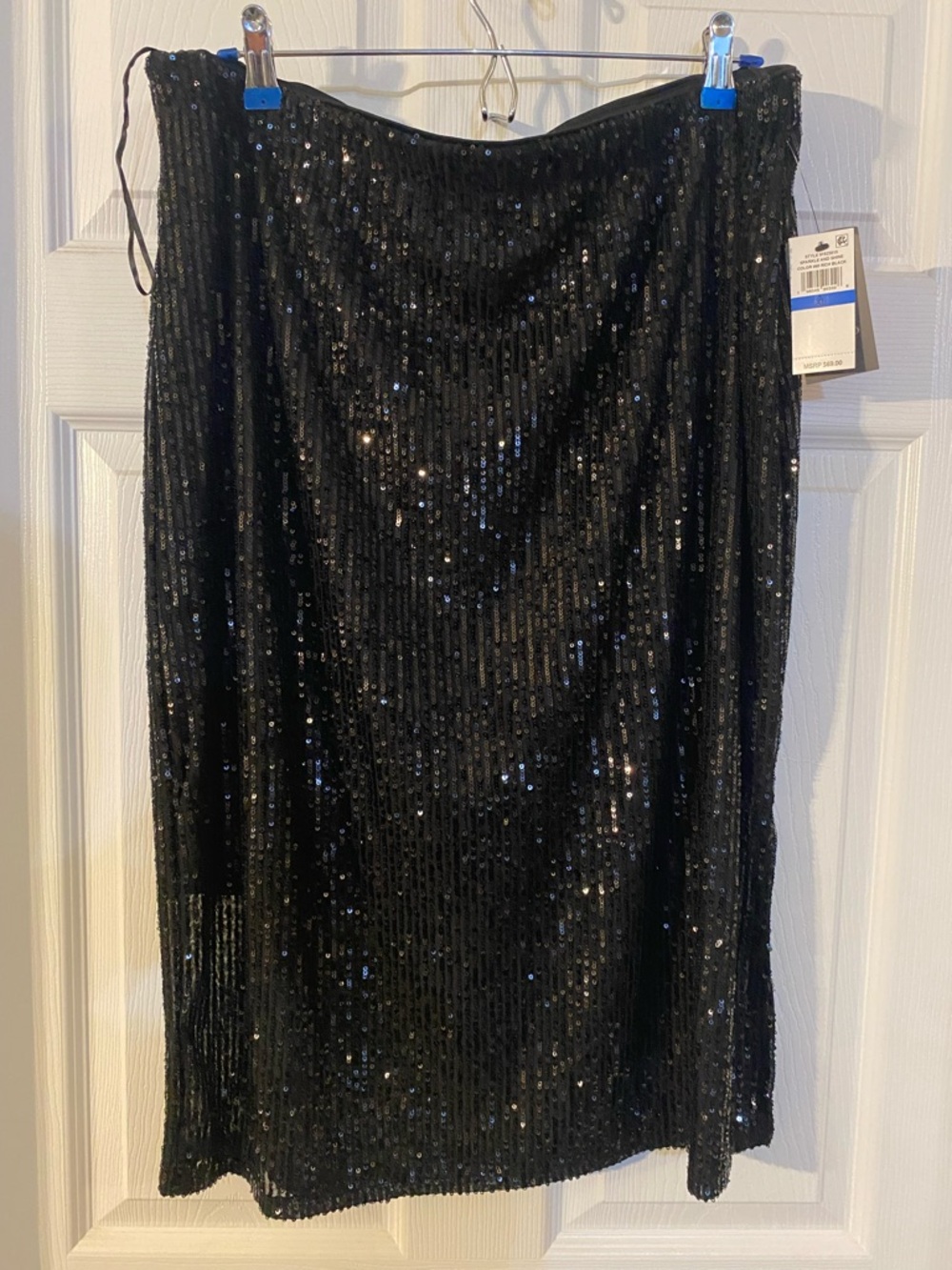 Vince Camuto Black Sequin Pencil Skirt